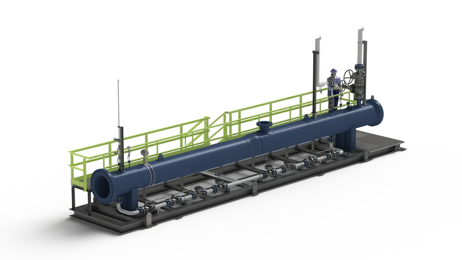 Render 3D de la trampa de scraper, vista isométrica