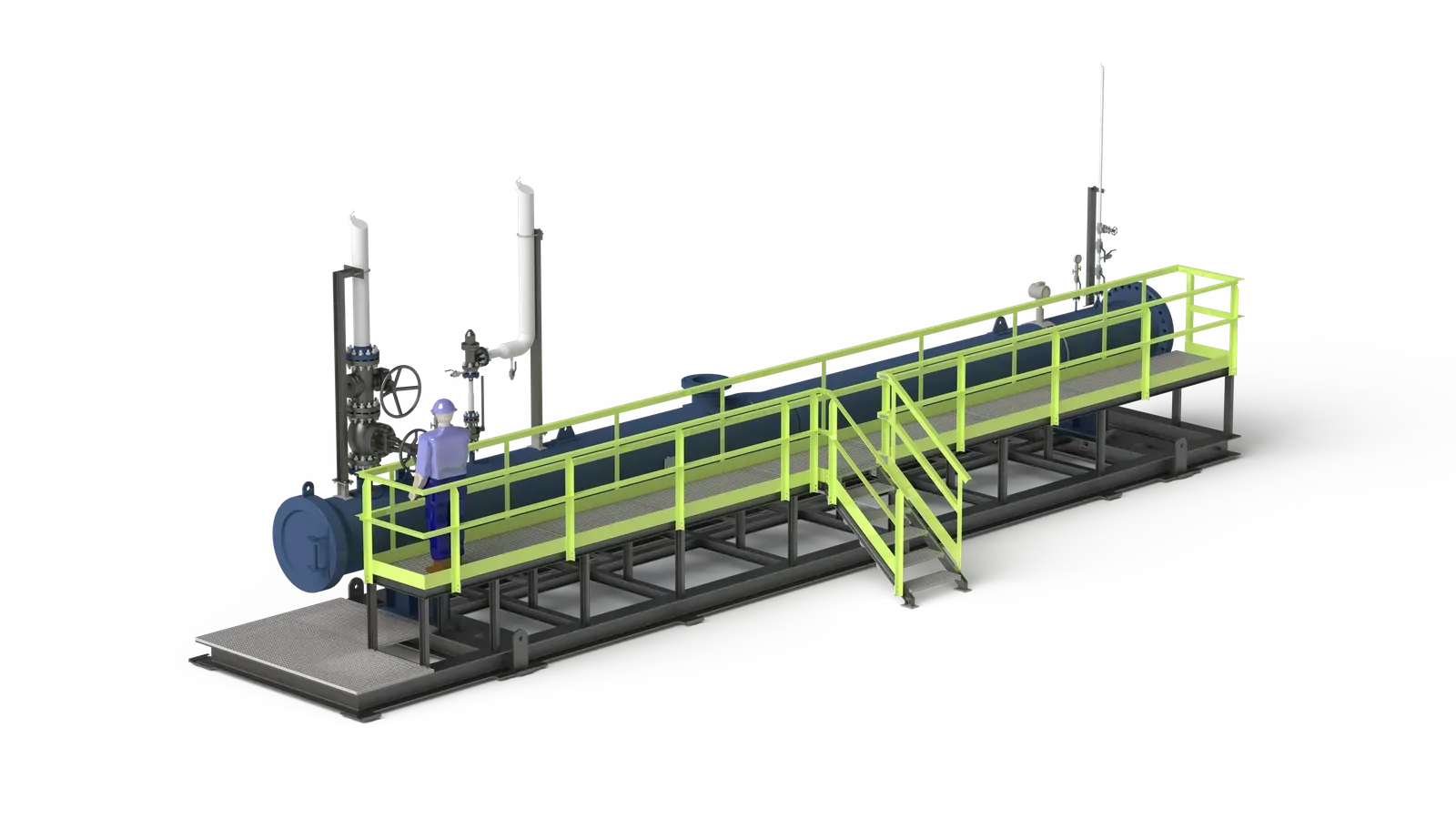 Render 3D de la trampa de scraper, segunda vista isométrica